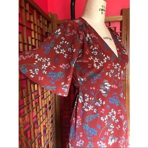 Maroon Floral Wrap Dress